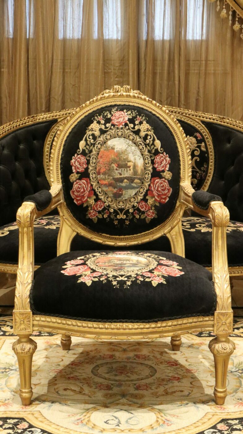 Handmade Gold Black Galaxy Chair | Mobilia Cleopatra 3 Handmade Gold Black Galaxy Chair - Image 1