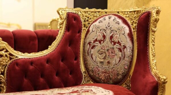 Handmade King Gold Red Sofa - Image 3