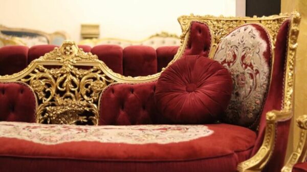 Handmade King Gold Red Sofa - Image 4