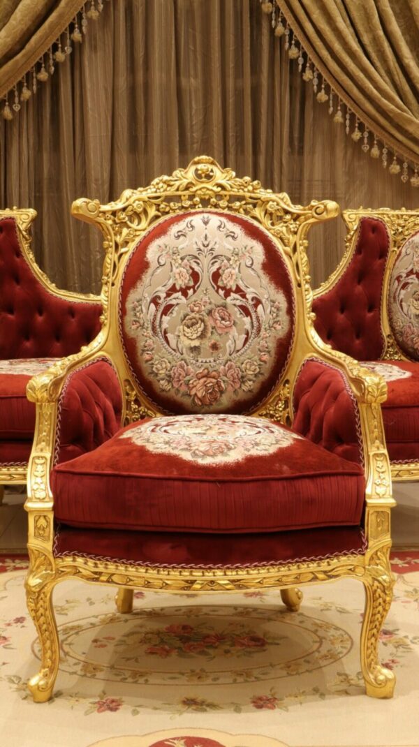 Handmade King Gold Red Chair - Image 3