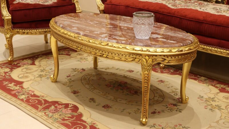 Handmade King Gold Red Coffee Table | Mobilia Cleopatra 3 Handmade King Gold Red Coffee Table - Image 1