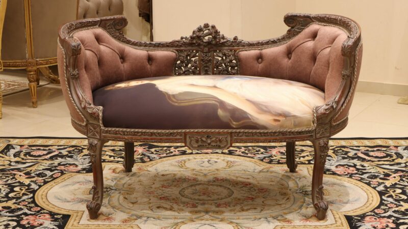 Handmade Brown Peach Lady Bench | Mobilia Cleopatra 3 Handmade Brown Peach Lady Bench - Image 1