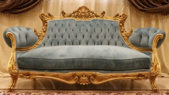 Handmade Gold Green Angels Loveseat