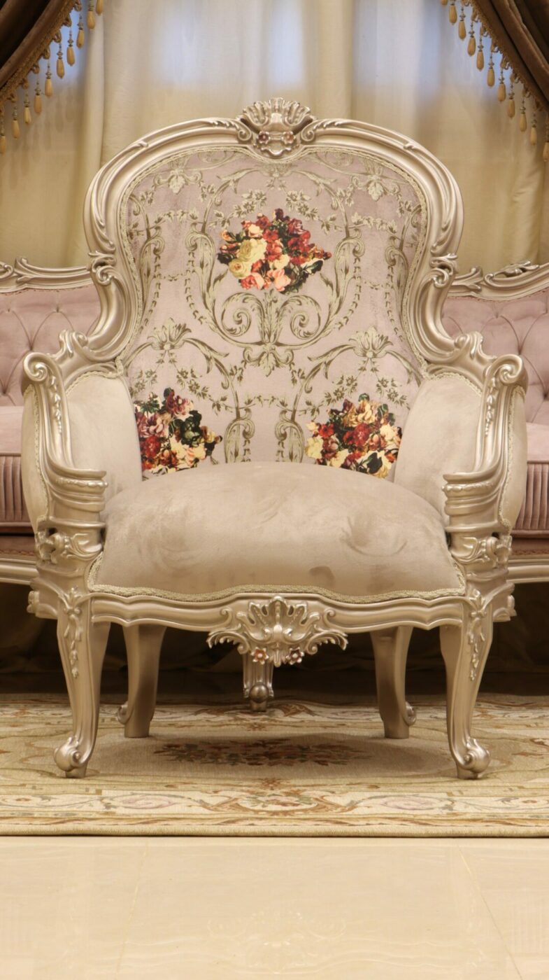 Handmade Silver Pink Chair | Mobilia Cleopatra 3 Handmade Silver Pink Chair - Image 1