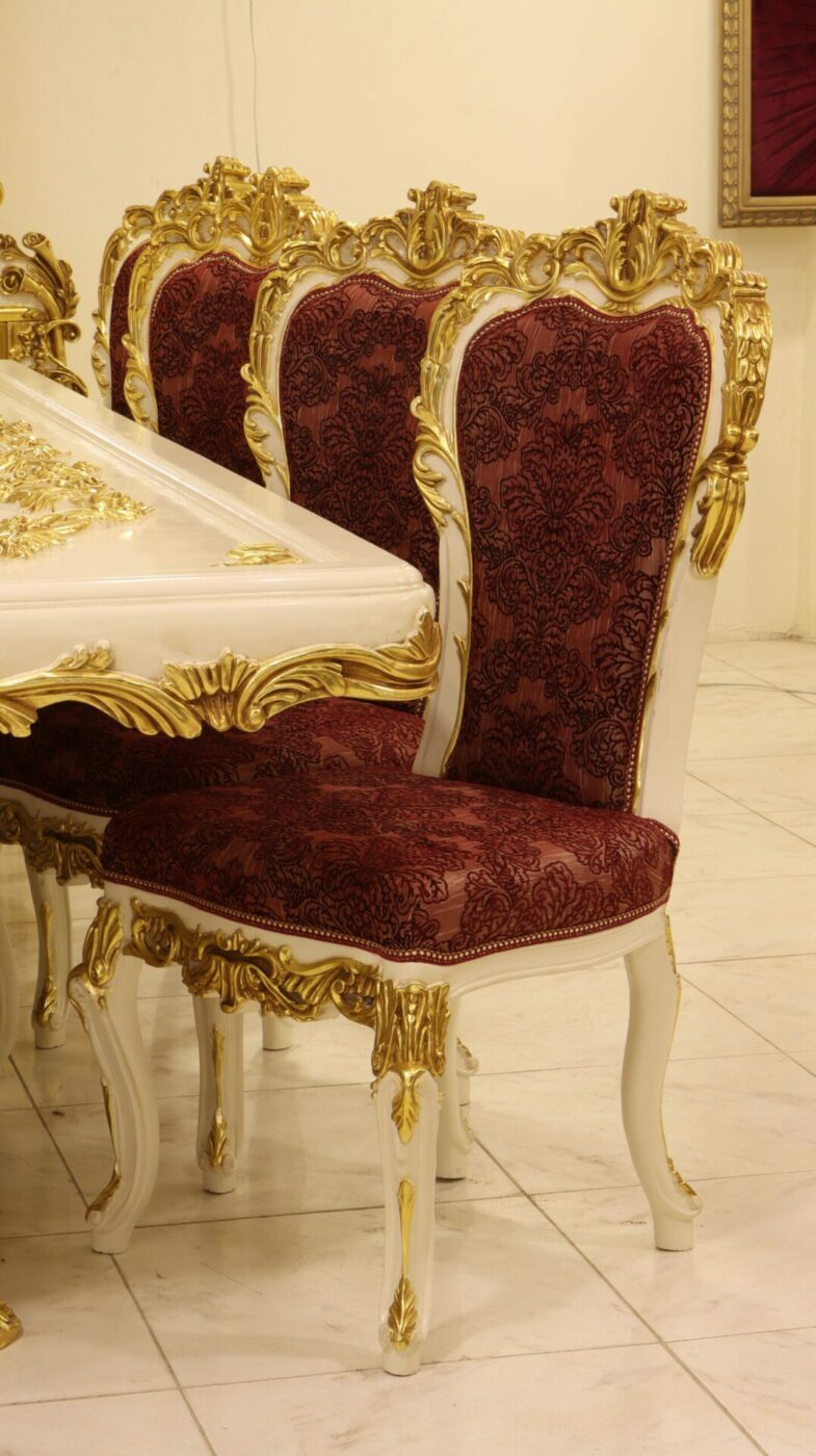 Handmade White Red Dining Side Chair | Mobilia Cleopatra 3 Handmade White Red Dining Side Chair - Image 1