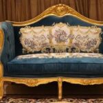 Handmade Gold Sand Blue Navy Loveseat - Image 2