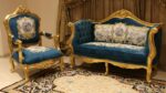 Handmade Gold Sand Blue Navy Loveseat - Image 3