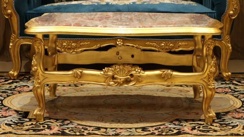 Handmade Gold Sand Blue Navy Coffee Table | Mobilia Cleopatra 3 Handmade Gold Sand Blue Navy Coffee Table - Image 1
