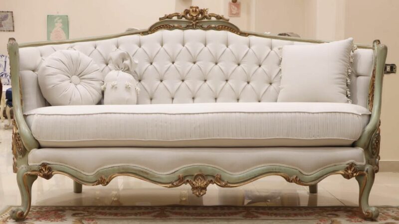 Handmade Caval White Loveseat | Mobilia Cleopatra 3 Handmade Caval White Loveseat - Image 1