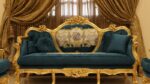 Handmade Gold Sand Blue Navy Sofa