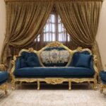 Handmade Gold Sand Blue Navy Sofa – View 2