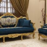 Handmade Gold Sand Blue Navy Sofa – View 3