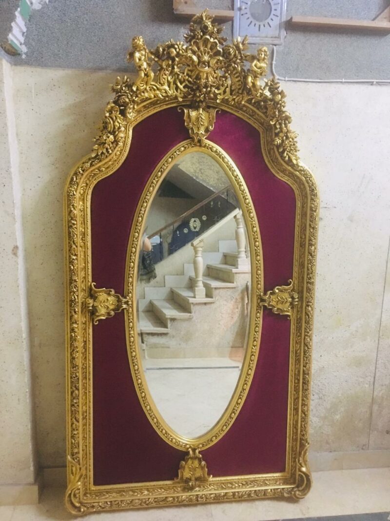 Handmade French Red Board Mirror | Mobilia Cleopatra 3 Handmade French Red Board Mirror - Image 1