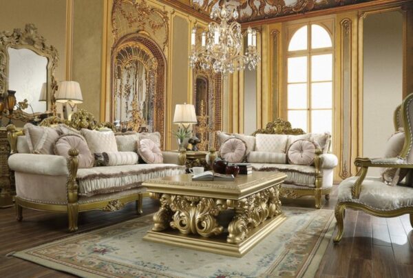 Metallic Bright Gold 3PCs Sofa Set HD-105 By Homey Design - Image 2