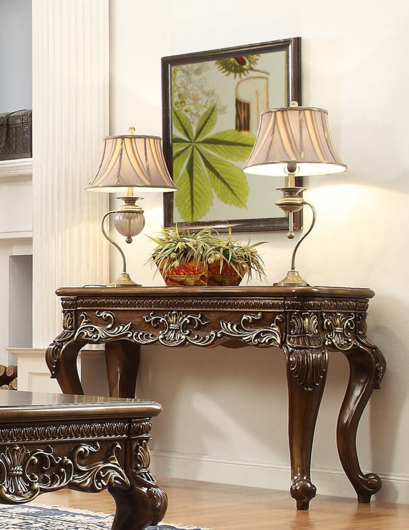 Met Ant Gold & Perfect Brown Console Table Hd-1306 By Homey Design | Mobilia Cleopatra 3 Met Ant Gold & Perfect Brown Console Table HD-1306 By Homey Design - Image 1