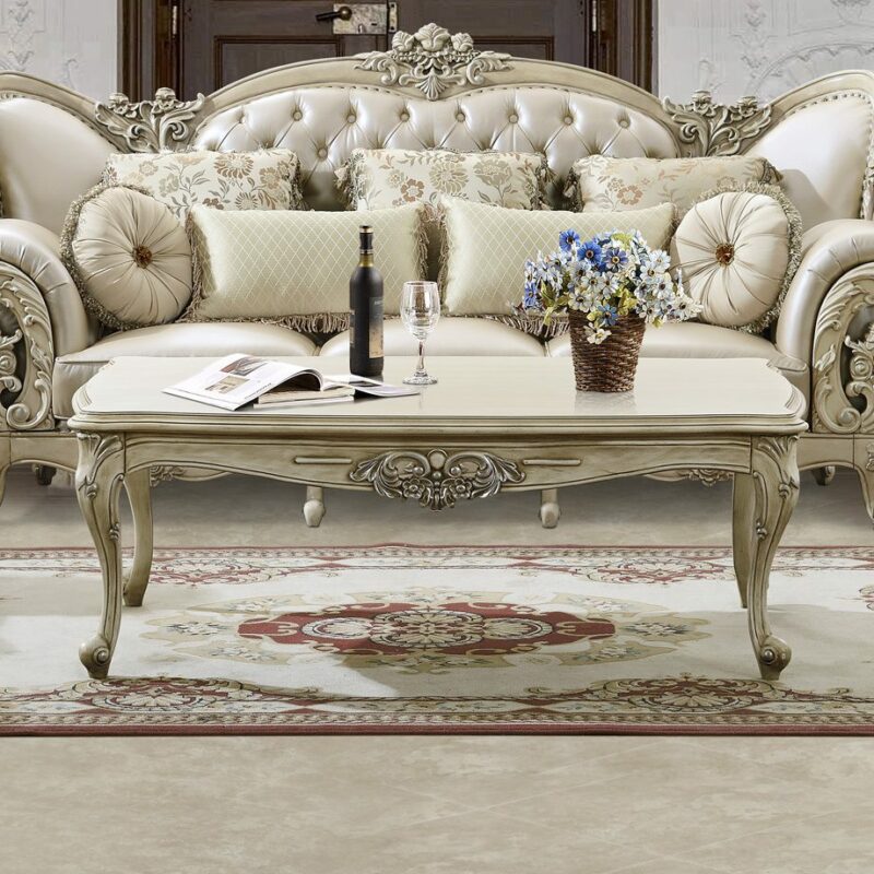 Plantation Cove White Finish Coffee Table Traditional Homey Design Style Hd-32 | Mobilia Cleopatra 3 Plantation Cove White Finish Coffee Table Traditional Homey Design Style HD-32 - Image 1