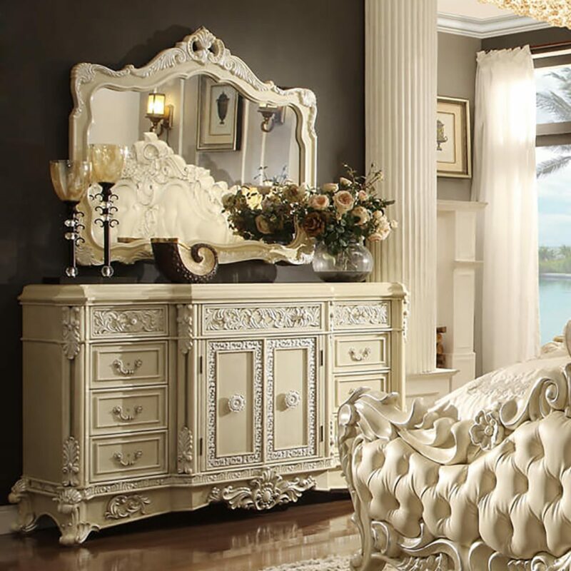 Luxury Cream Pearl Dresser Hd-5800 By Homey Design | Mobilia Cleopatra 3 Luxury Cream Pearl Dresser HD-5800 By Homey Design - Image 1
