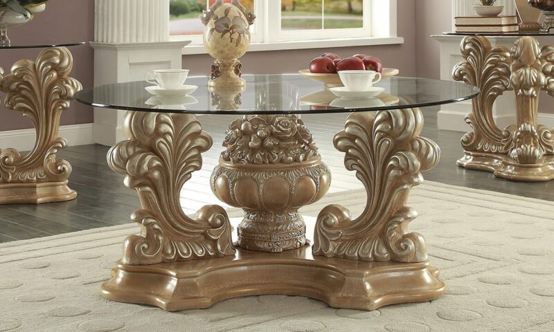 Pickle Frost & Antique Silver Coffee Table Hd-7012 By Homey Design | Mobilia Cleopatra 3 Pickle Frost & Antique Silver Coffee Table HD-7012 By Homey Design - Image 1