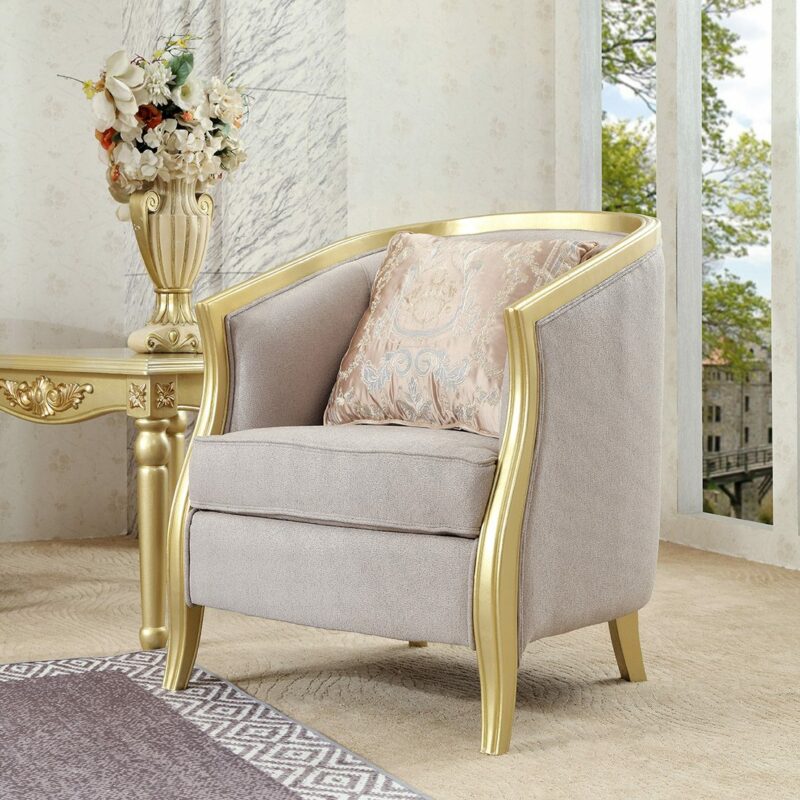 Metallic Gold Chair Hd-710 By Homey Design | Mobilia Cleopatra 3 Metallic Gold Chair HD-710 By Homey Design - Image 1