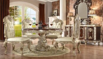 Metallic Silver Finish 5 PCs Dining Table Set HD-8017 By Homey Design
