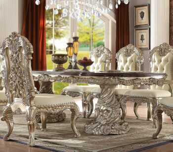 Metallic Silver Finish Dining Table HD-8017 By Homey Design
