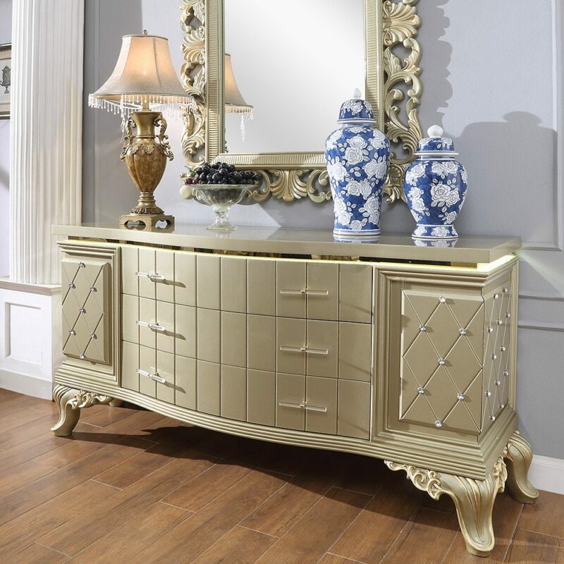 Satin Gold Dresser Hd-8092 By Homey Design | Mobilia Cleopatra 3 Satin Gold Dresser HD-8092 By Homey Design - Image 1