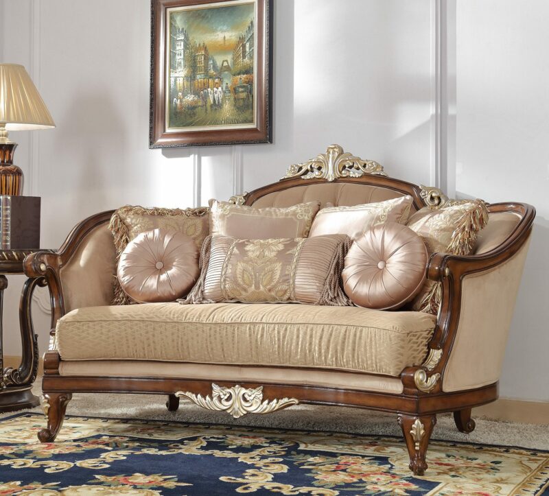 Mahogany Loveseat Hd-8320 By Homey Design | Mobilia Cleopatra 3 Mahogany Loveseat HD-8320 By Homey Design - Image 1