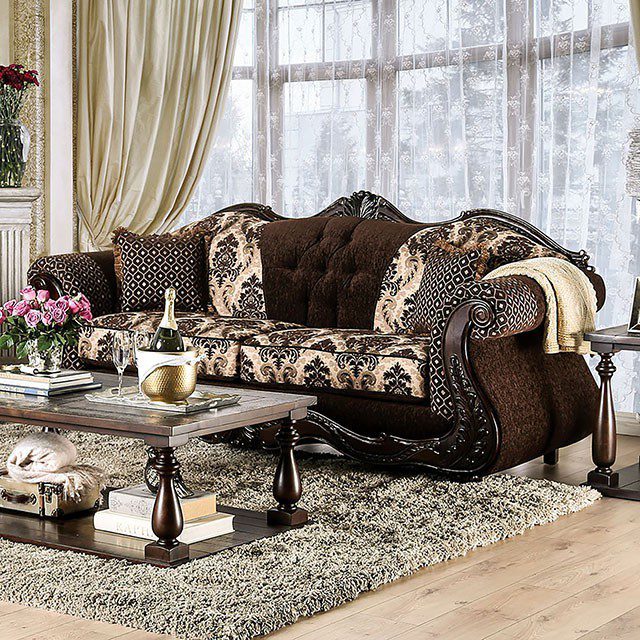 Dark Brown Ronja Sofa Sm6431-Sf By Furniture Of America | Mobilia Cleopatra 3 Dark Brown Ronja Sofa SM6431-SF BY Furniture of America - Image 1