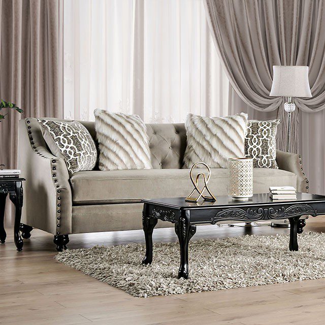 Light Brown Ezrin Sofa Sm2668-Sf By Furniture Of America | Mobilia Cleopatra 3 Light Brown Ezrin Sofa SM2668-SF BY Furniture of America - Image 1
