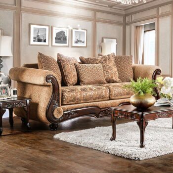 Tan, Gold Nicanor Sofa SM6407-SF  BY Furniture of America