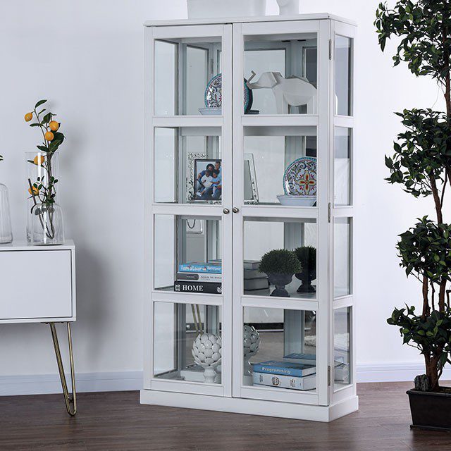 Vilas Curio Cabinet Cm-Cr140Wh By Furniture Of America | Mobilia Cleopatra 3 Vilas Curio Cabinet CM-CR140WH BY Furniture of America - Image 1