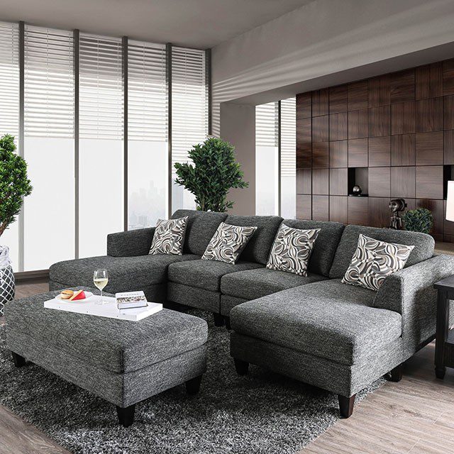 Lowry Sectional W/ Ottoman Cm6363 By Furniture Of America | Mobilia Cleopatra 3 Lowry Sectional w/ Ottoman CM6363 By Furniture of America - Image 1
