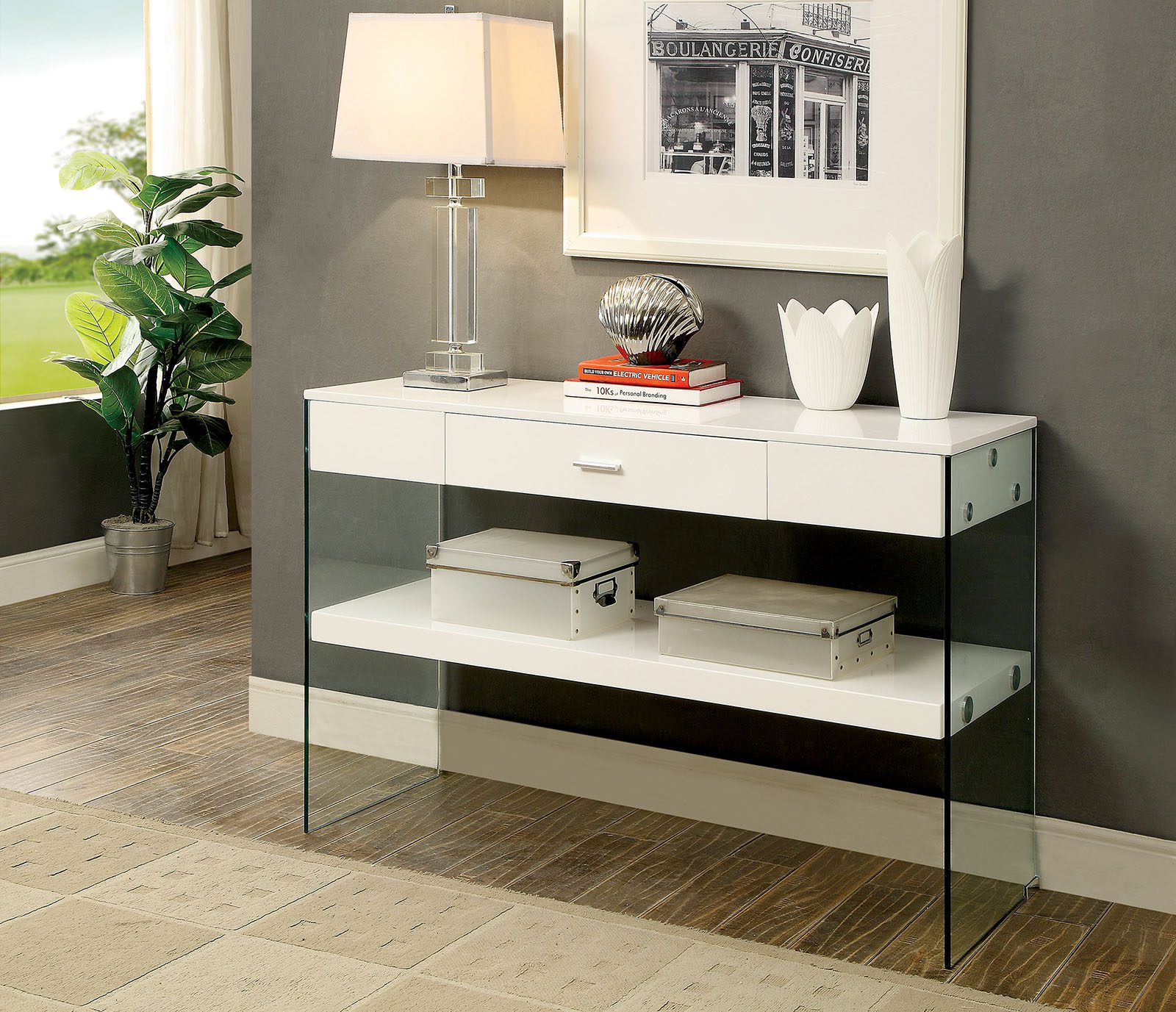 Raya Sofa Table Cm4451Wh-S By Furniture Of America | Mobilia Cleopatra 3 Raya Sofa Table CM4451WH-S By Furniture of America - Image 1