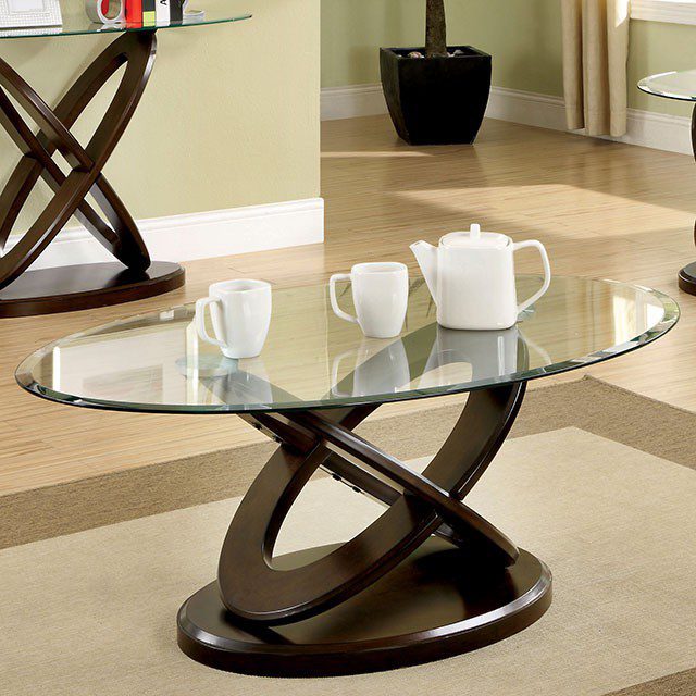 Atwood Oval Coffee Table Cm4401C By Furniture Of America | Mobilia Cleopatra 3 Atwood Oval Coffee Table CM4401C By Furniture of America - Image 1