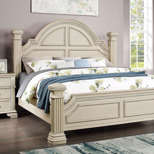 Antique White Pamphilos Bed FOA7144WH By Furniture of America