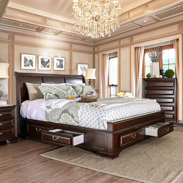 Brown Cherry Brandt Bed Cm7302Ch By Furniture Of America | Mobilia Cleopatra 3 Brown Cherry Brandt Bed CM7302CH By Furniture of America - Image 1