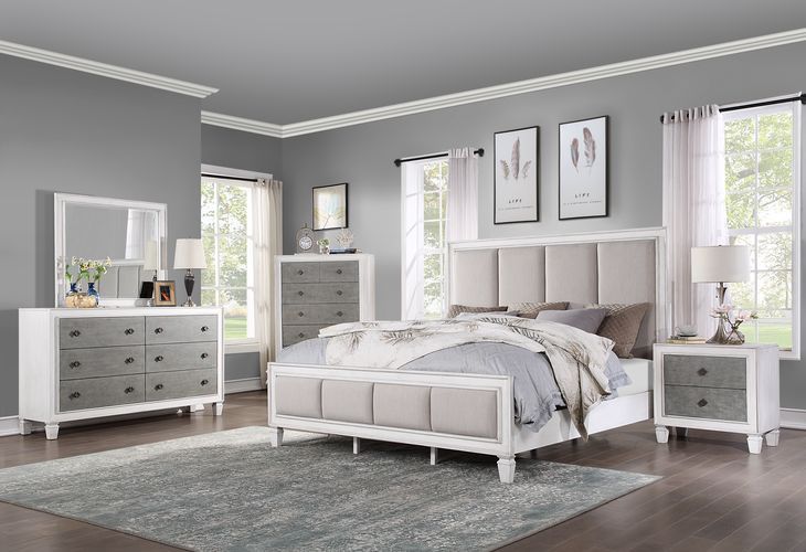 Light Gray Linen Katia Bed By Acme | Mobilia Cleopatra 3 Light Gray Linen Katia Bed By ACME - Image 1