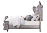 Velvet & Antique Platinum Finish Ausonia Bed by ACME - Image 3