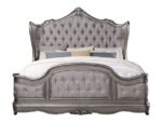 Velvet & Antique Platinum Finish Ausonia Bed by ACME - Image 4