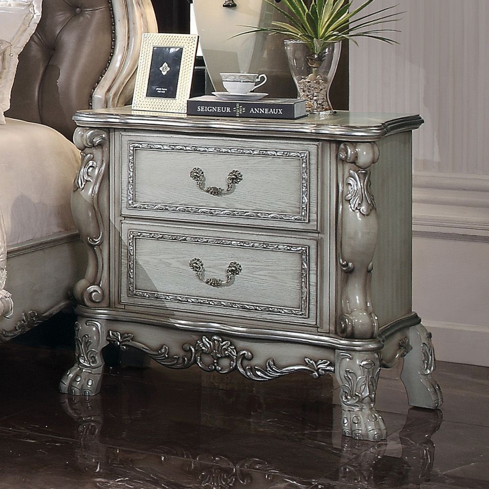 Vintage Bone White Finish Dresden Nightstand 28173 By Acme | Mobilia Cleopatra 3 Vintage Bone White Finish Dresden Nightstand 28173 by ACME - Image 1
