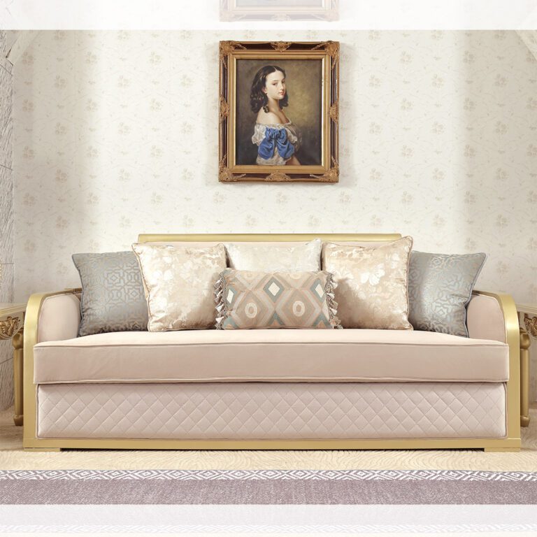 Metallic Gold Sofa Hd-699 By Homey Design | Mobilia Cleopatra 3 Metallic Gold Sofa HD-699 By Homey Design - Image 1