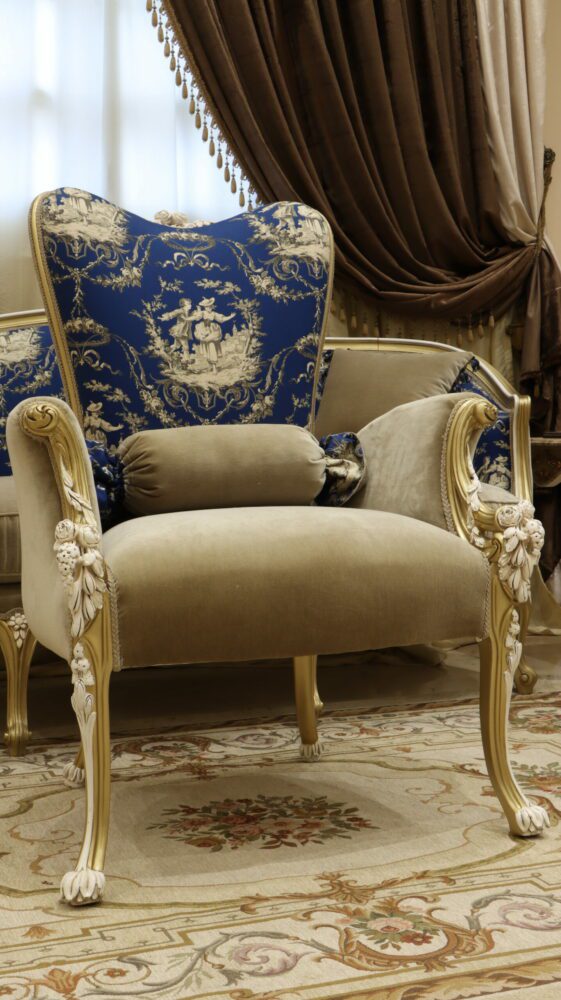 Handmade Napoleon Blue Chair 1 | Mobilia Cleopatra 3 Handmade Napoleon Blue Chair 1 - Image 1