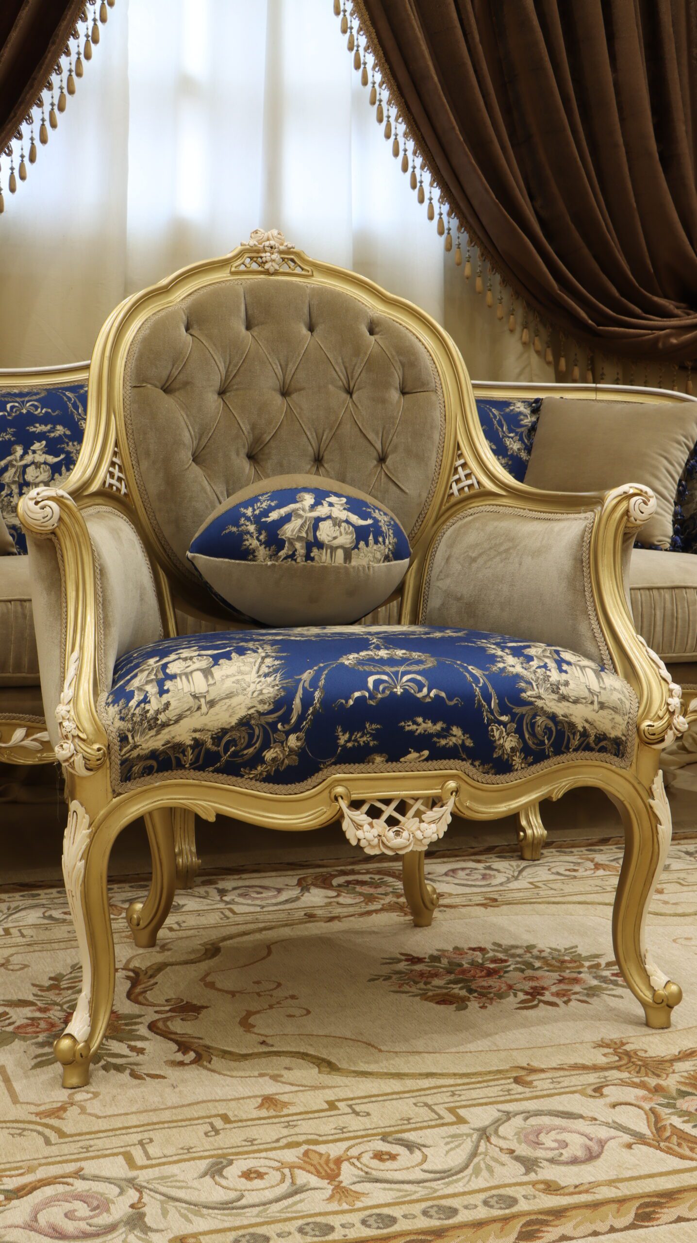 Handmade Napoleon Blue Chair 2 | Mobilia Cleopatra 3 Handmade Napoleon Blue Chair 2 - Image 1