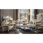 Fabric & Antique Pearl Finish Picardy Sofa W/7 Pillows 55460 by ACME