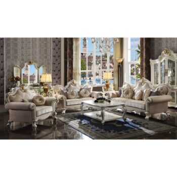 Fabric & Antique Pearl Finish Picardy Sofa W/7 Pillows 55460 by ACME
