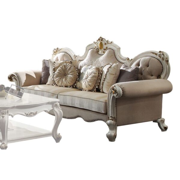 Fabric & Antique Pearl Finish Picardy Sofa W/7 Pillows 55460 by ACME - Image 2