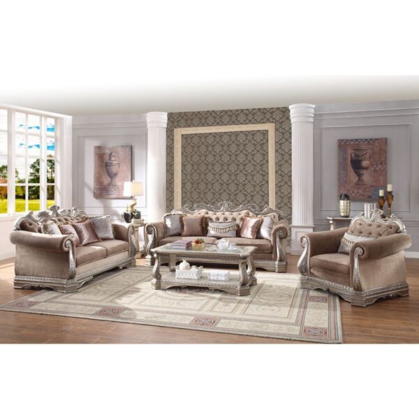 Velvet & Antique Silver Finish Northville Sofa 56930 by ACME - Image 7
