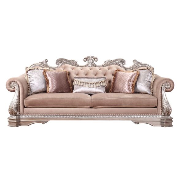 Velvet & Antique Silver Finish Northville Sofa 56930 by ACME - Image 2