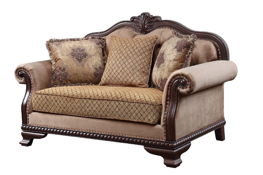 Beige Fabric Chateau De Ville Loveseat 58266 By Acme | Mobilia Cleopatra 3 Beige Fabric Chateau De Ville Loveseat 58266 by ACME - Image 1