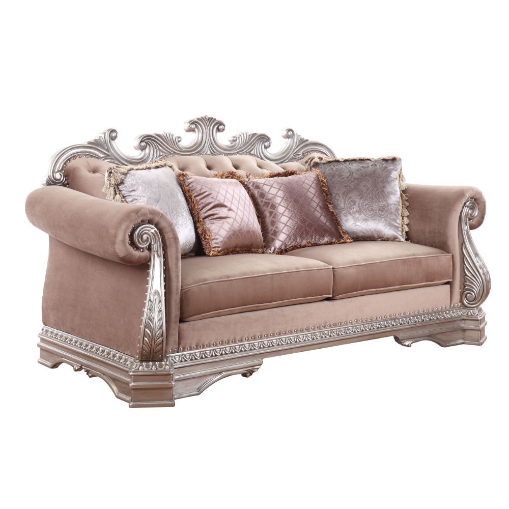 Velvet & Antique Silver Finish Northville Loveseat 56931 By Acme | Mobilia Cleopatra 3 Velvet & Antique Silver Finish Northville Loveseat 56931 by ACME - Image 1